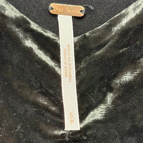 Free People Black Dress, Crushed Velvet Mini, Metalic Sequin Tank, Swing, Size S - Picture 3 of 4